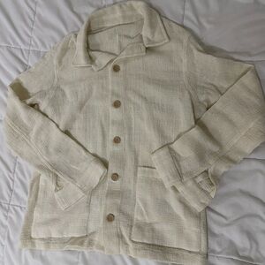 ZARA Textured Cream Button-Up Jacket